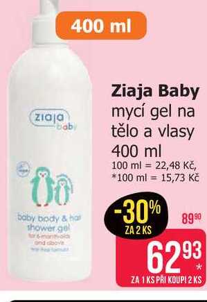Ziaja Baby mycí gel na tělo a vlasy 400 ml 