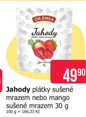 DR.ENSA Jahody plátky sušené mrazem nebo mango sušené mrazem 30 g