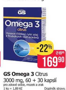 GS Omega 3 Citrus 3000 mg, 60+30 kapslí