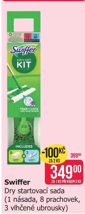 Swiffer Dry startovací sada (1 násada, 8 prachovek, 3 vlhčené ubrousky)