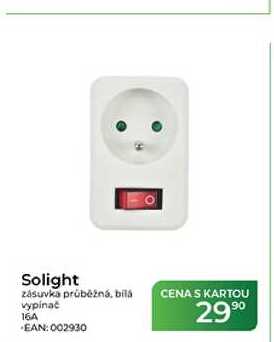 Solight zásuvka průběžná, bílá vypínač 16A
