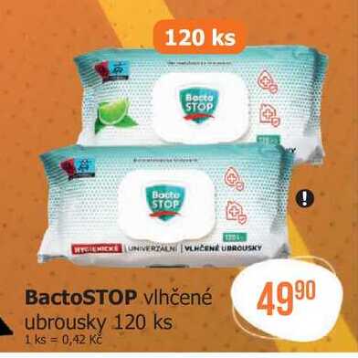 BactoSTOP vlhčené ubrousky 120 ks