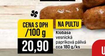 Klobása vesnická papriková pálivá cca 180 g