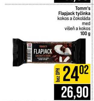 Tomm's Flapjack tyčinka kokos a čokoláda med višeň a kokos 100 g