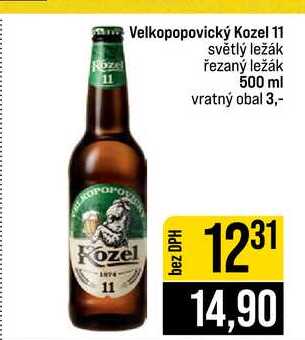 Velkopopovický Kozel 11 světlý ležák řezaný ležák 500 ml