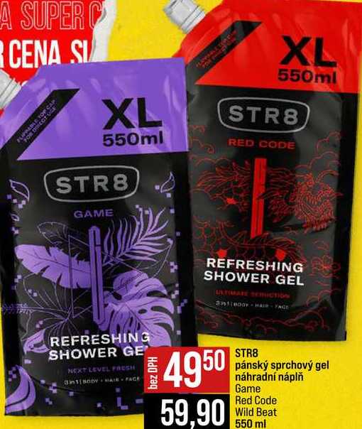 STR8 pánský sprchový gel náhradní náplň Game Red Code Wild Beat 550 ml