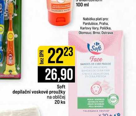 Soft depilační voskové proužky na obličej 20 ks 