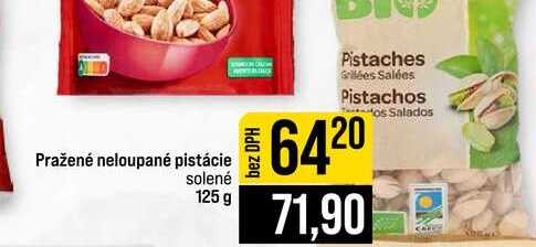 Pražené neloupané pistácie solené 125 g