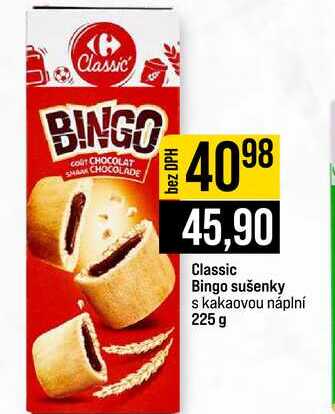 Classic Bingo sušenky s kakaovou náplní 225 g 