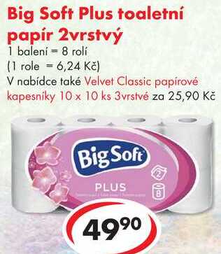 Big Soft Plus toaletní papír 2vrstvý, 8 rolí