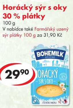 Horácký sýr s oky 30% plátky, 100 g