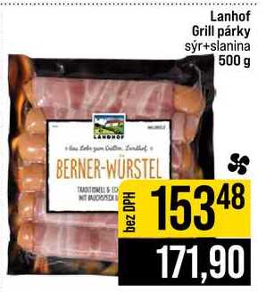 Lanhof Grill párky sýr+slanina 500 g