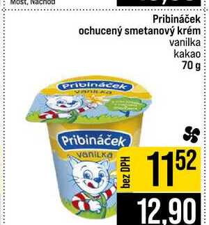 Pribináček ochucený smetanový krém vanilka kakao 70 g