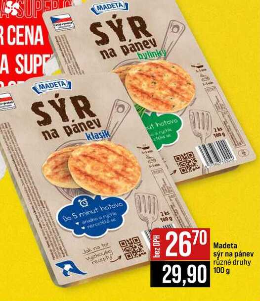 Madeta sýr na pánev různé druhy 100 g