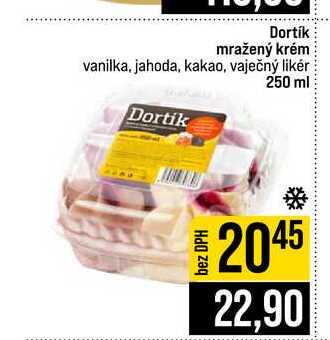 Dortík mražený krém vanilka, jahoda, kakao, vaječný likér 250 ml