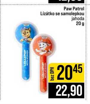 Paw Patrol Lízátko se samolepkou jahoda 20 g