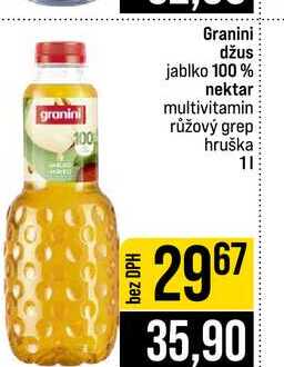 Granini džus jablko 100% nektar multivitamin růžový grep hruška 1l