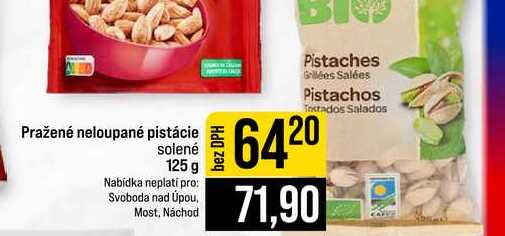 Pražené neloupané pistácie solené 125 g 