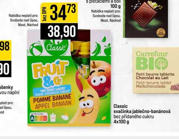 Classic svačinka jablečno-banánová bez přidaného cukru 4x100 g  v akci