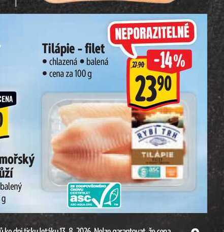 Tilápie - filet 100 g