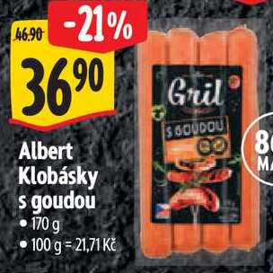 Albert Klobásky s goudou, 170 g