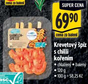 Krevetový špíz s chilli kořením, 120 g
