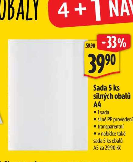 Sada 5 ks silných obalů A4 1 sada