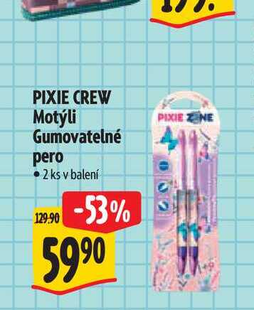PIXIE CREW Motýli Gumovatelné pero 2 ks