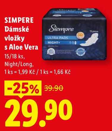 SIMPERE Dámské vložky s Aloe Vera 