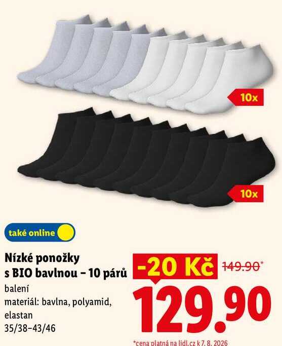Nízké ponožky s BIO bavlnou - 10 párů
