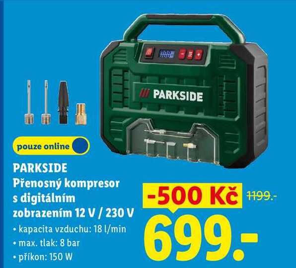 PARKSIDE pouze online PARKSIDE Přenosný kompresor s digitálním zobrazením 12 V/230 V