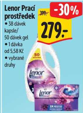 Lenor Prací prostředek, 38 dávek kapsle/50 dávek gel