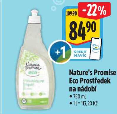 Nature's Promise Eco Prostředek na nádobí, 750 ml