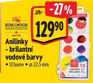 Anilinky - brilantní vodové barvy, 12 barev