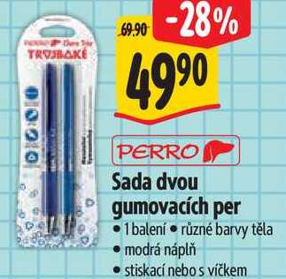 Sada dvou gumovacích per