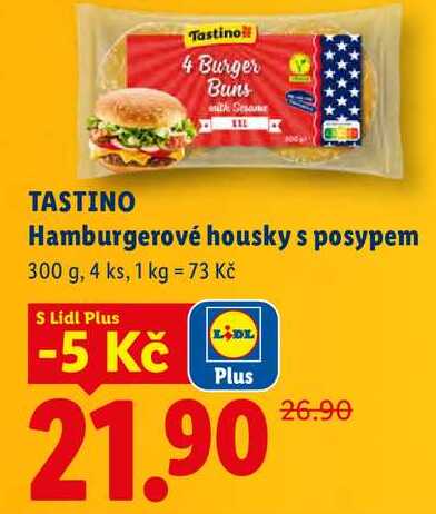 TASTINO Hamburgerové housky s posypem, 300 g