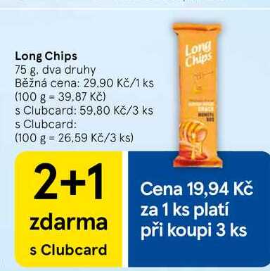 Long Chips, 75 g, dva druhy