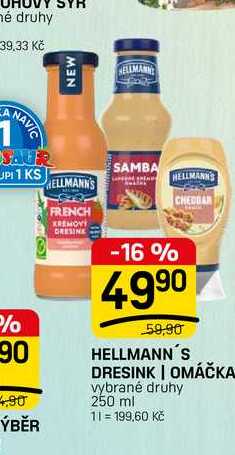HELLMANN'S DRESINK | OMÁČKA vybrané druhy 250 ml