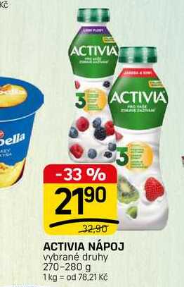 ACTIVIA NÁPOJ vybrané druhy 270-280 g 
