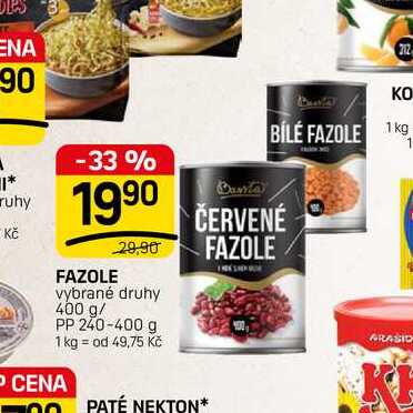 FAZOLE vybrané druhy 400 g/ PP 240-400 g