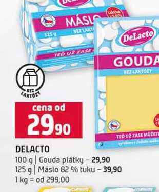 DELACTO 100 g Gouda plátky 125 g Máslo 82% tuku