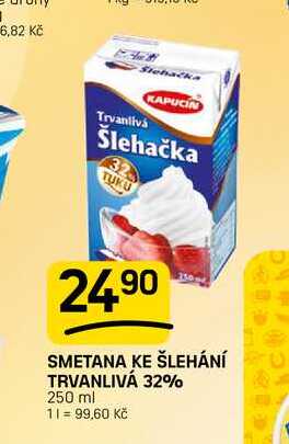 SMETANA KE ŠLEHÁNÍ TRVANLIVÁ 32% 250 ml 