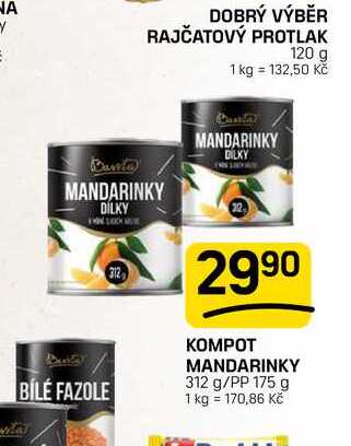 KOMPOT MANDARINKY 312 g/PP 175 g