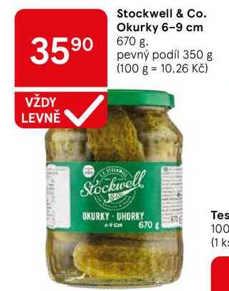 Stockwell & Co. Okurky 6-9 cm, 670 g, pevný podíl 350 g