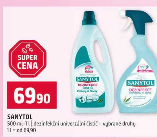 SANYTOL 500 ml-1l dezinfekční univerzální čistič vybrané druhy