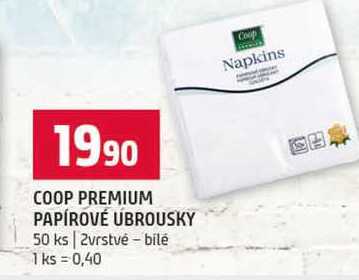 COOP PREMIUM PAPÍROVÉ UBROUSKY 50 ks 2vrstvé bilé 