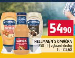 HELLMANN'S OMÁČKA 250 ml vybrané druhy