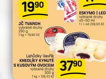 KNEDLÍKY KYNUTÉ S KUSOVÝM OVOCEM vybrané druhy 300 g