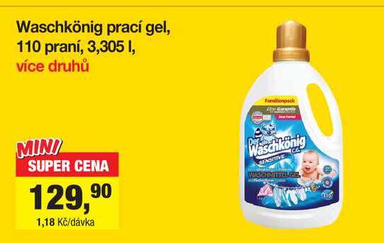 Waschkönig prací gel, 110 praní, 3,305 I l