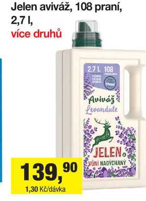 Jelen aviváž, 108 praní, 2,7 l
